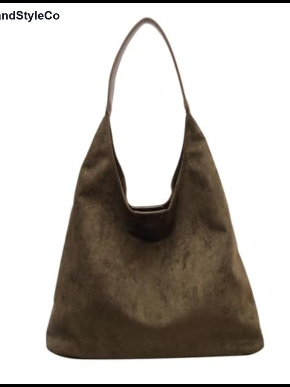 Faux Suede Hobo Shoulder Bag 2Pc Set Slouchy Purse with Pouch